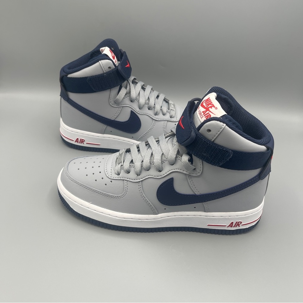 Nike Air Force 1 Hi QS Shoes "Patriots" Wolf Gray Navy / Size 7. - Picture 5 of 14